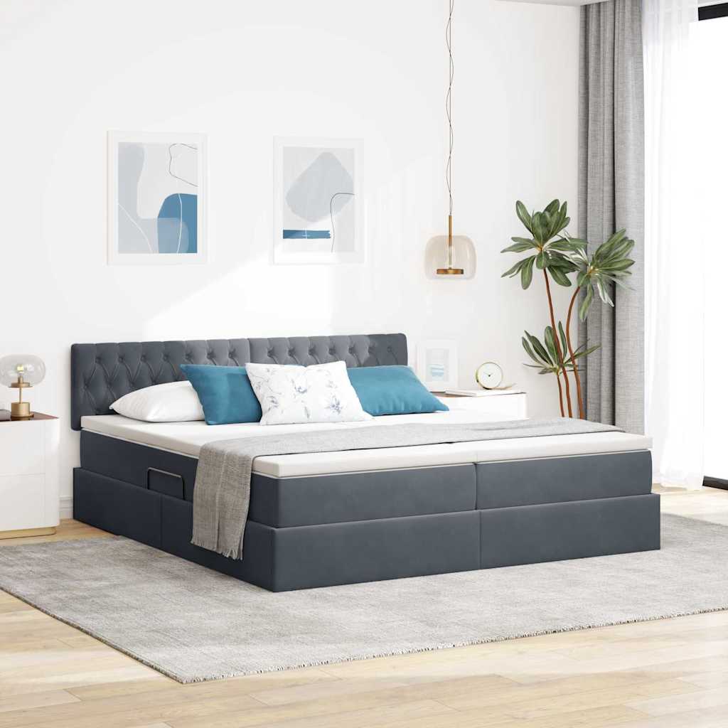 vidaXL Opslag bed met matras met hoofdeinde Donkergroen 90 x 200 cm