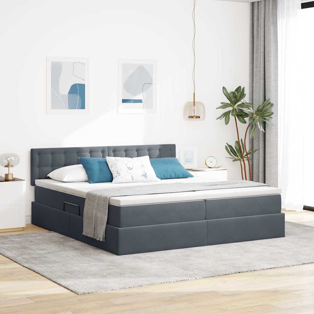 vidaXL Opslag bed met matras met hoofdeinde Donkergroen 90 x 200 cm
