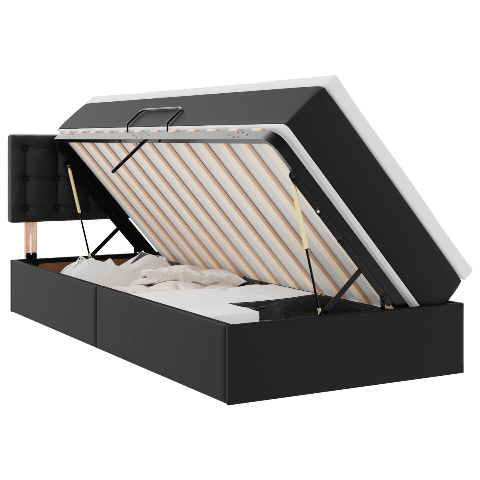 vidaXL Bed met LED -striplichten met hoofdeinde Zwart 120 x 200 cm PVC