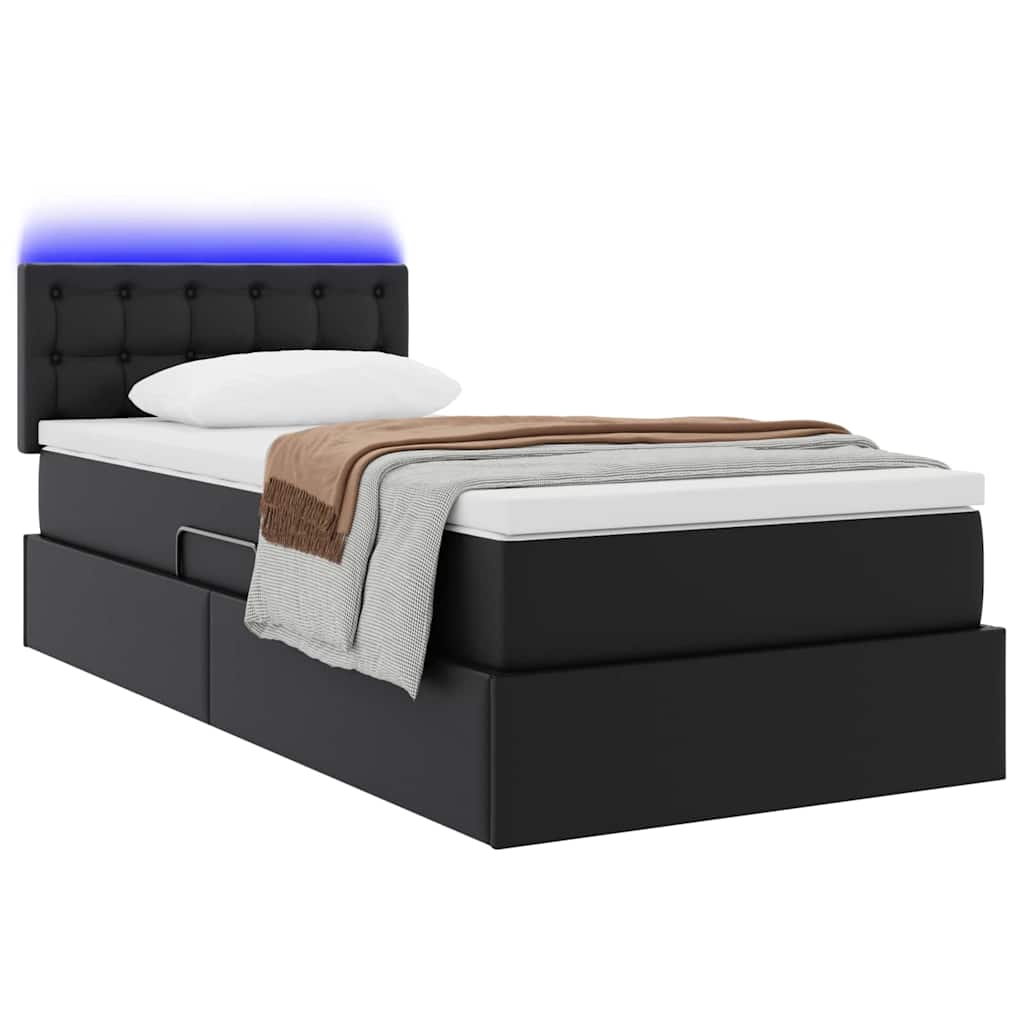 vidaXL Bed met LED -striplichten met hoofdeinde Zwart 120 x 200 cm PVC