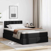 vidaXL Bed met LED -striplichten met hoofdeinde Zwart 120 x 200 cm PVC