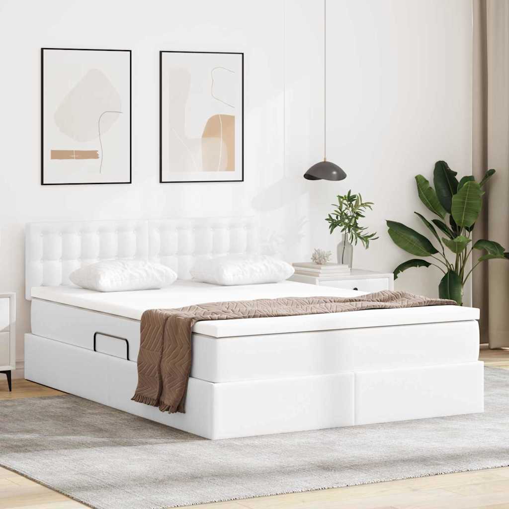 vidaXL Bed met LED -striplichten met hoofdeinde Zwart 120 x 200 cm PVC