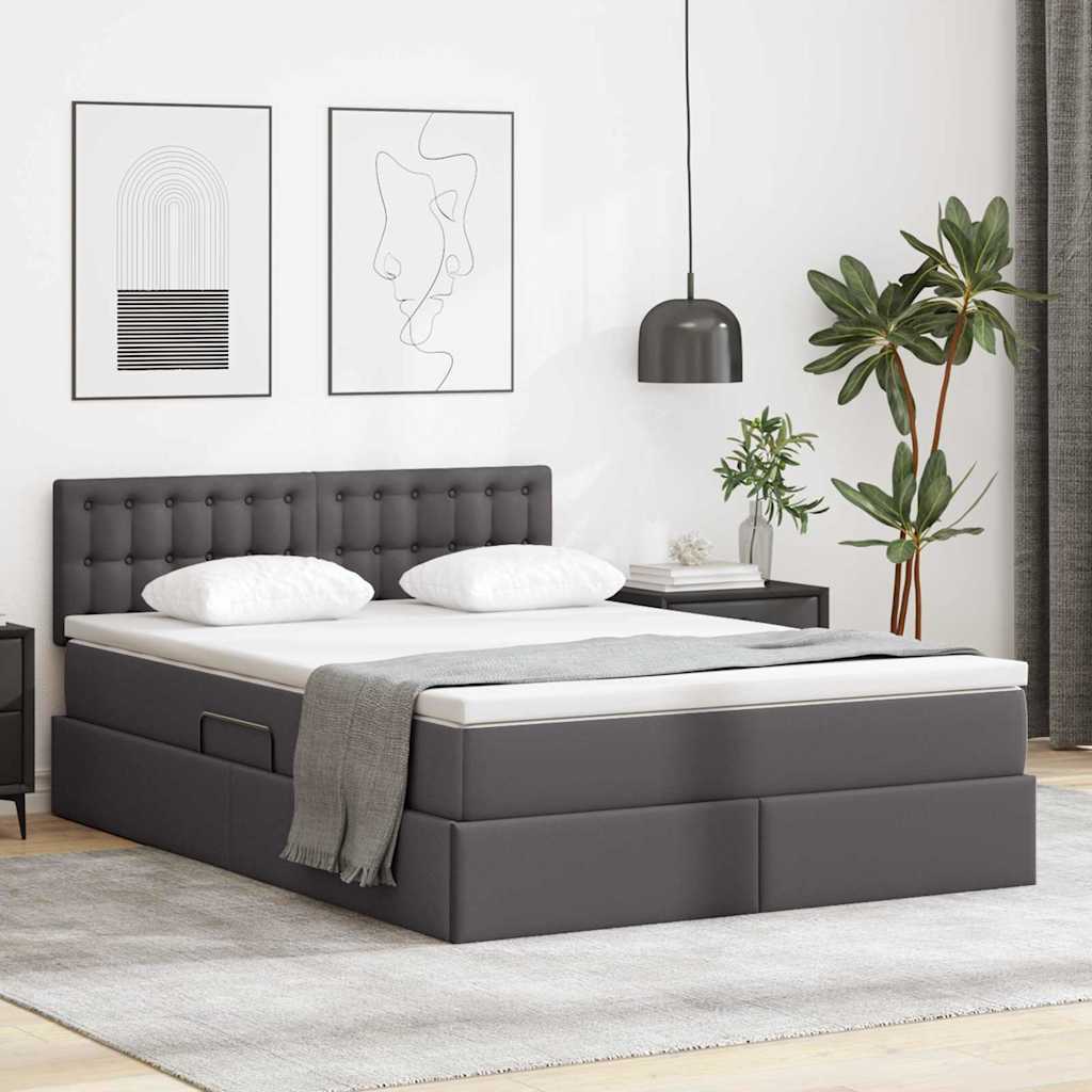 vidaXL Bed met LED -striplichten met hoofdeinde Zwart 120 x 200 cm PVC