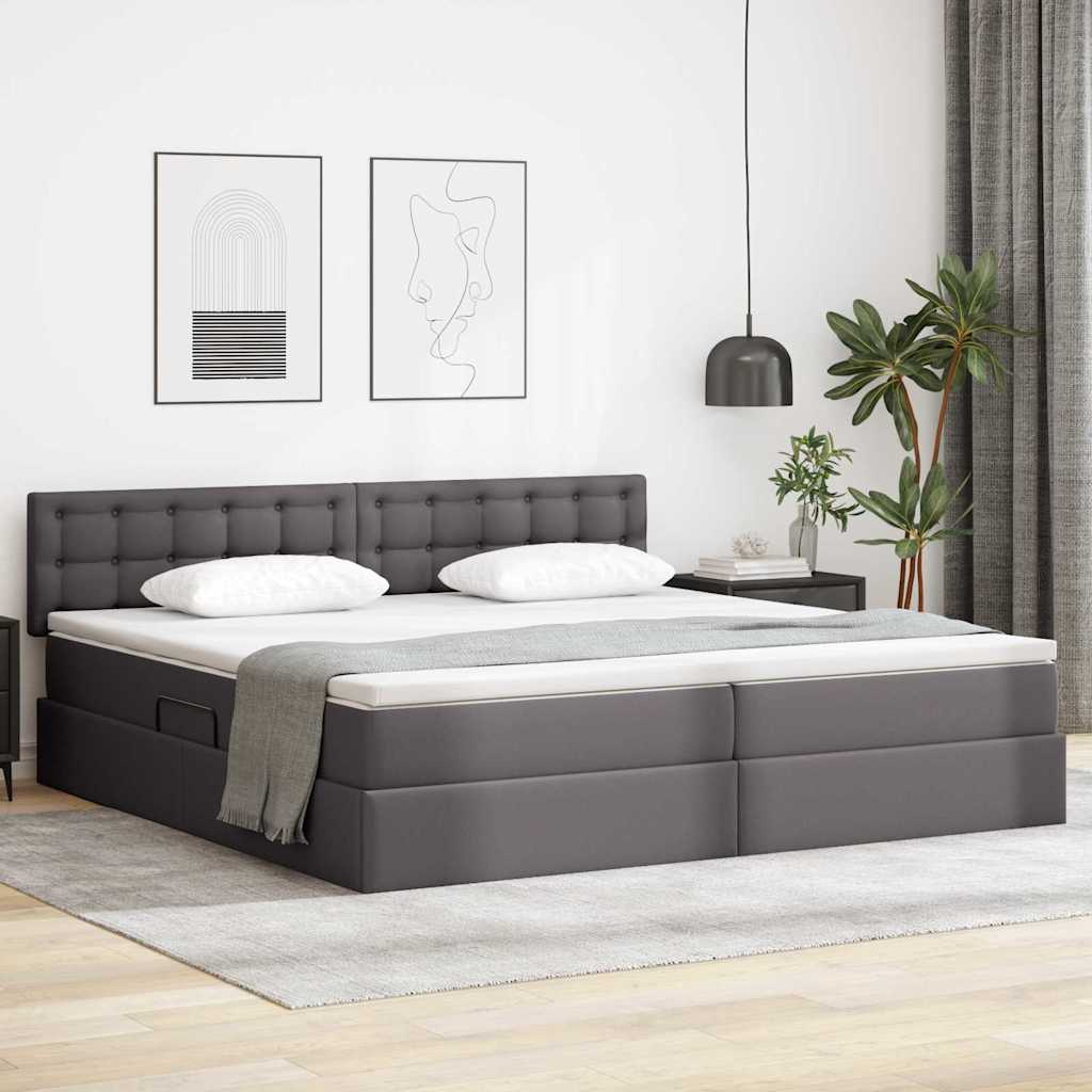 vidaXL Bed met LED -striplichten met hoofdeinde Zwart 120 x 200 cm PVC