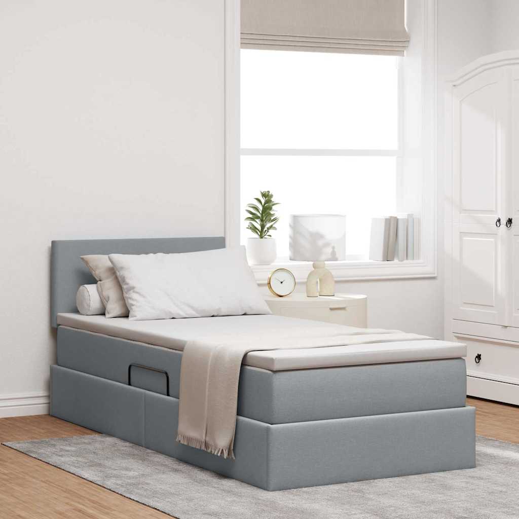 vidaXL Bed met LED -striplichten Lichtgrijs 120 x 200 cm Stof