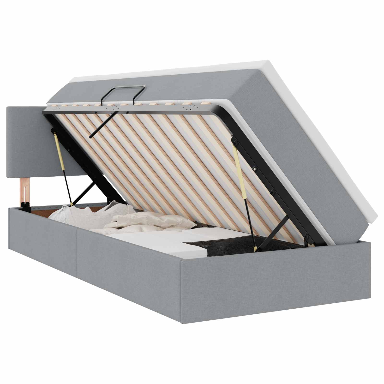 vidaXL Bed met LED -striplichten Lichtgrijs 120 x 200 cm Stof