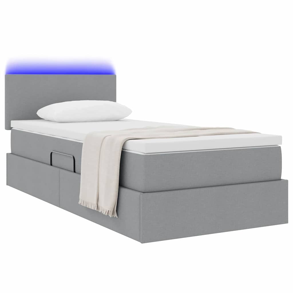 vidaXL Bed met LED -striplichten Lichtgrijs 120 x 200 cm Stof
