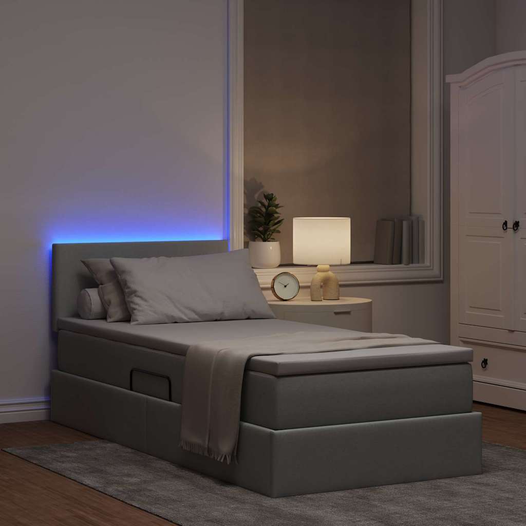 vidaXL Bed met LED -striplichten Lichtgrijs 120 x 200 cm Stof