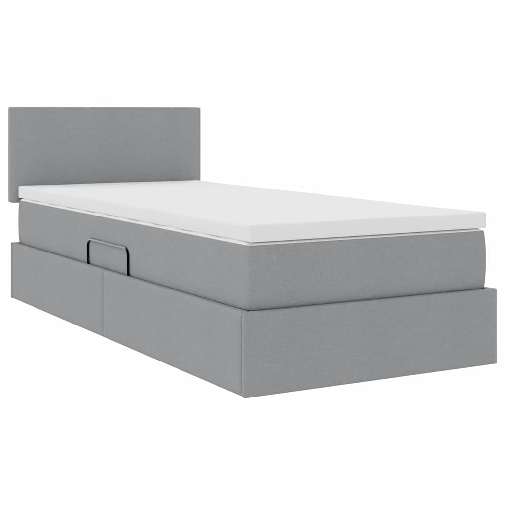 vidaXL Bed met LED -striplichten Lichtgrijs 120 x 200 cm Stof