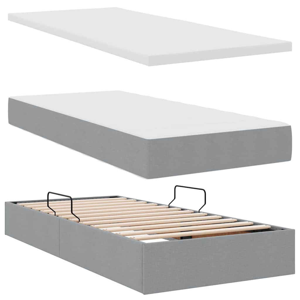 vidaXL Bed met LED -striplichten Lichtgrijs 120 x 200 cm Stof