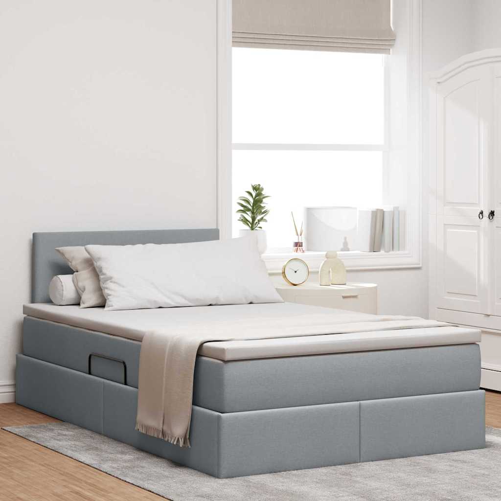 vidaXL Bed met LED -striplichten Lichtgrijs 120 x 200 cm Stof