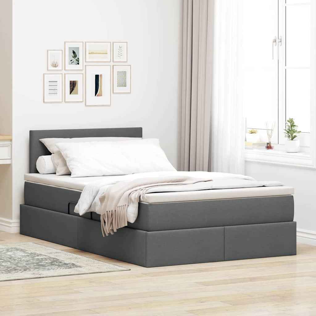 vidaXL Bed met LED -striplichten Lichtgrijs 120 x 200 cm Stof