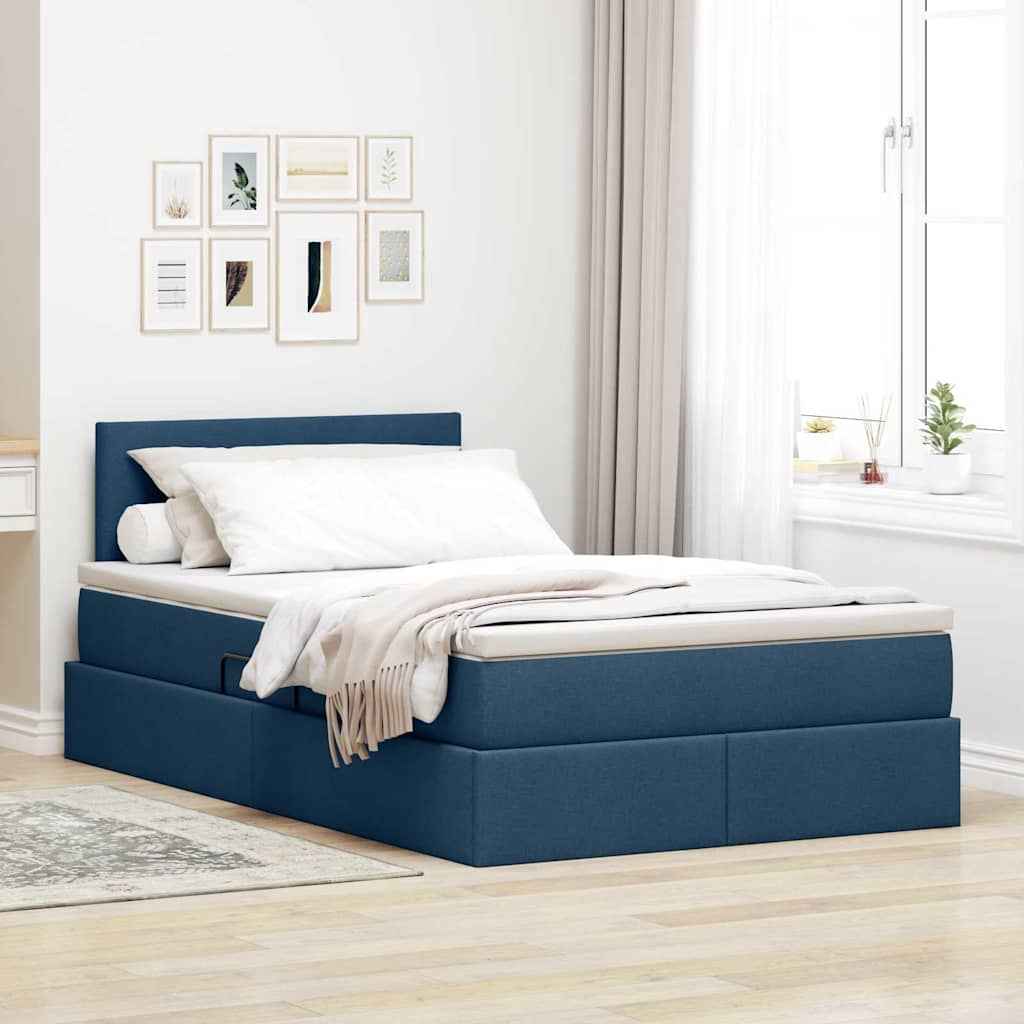 vidaXL Bed met LED -striplichten Lichtgrijs 120 x 200 cm Stof