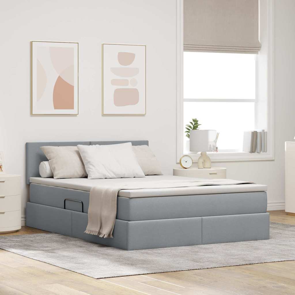 vidaXL Bed met LED -striplichten Lichtgrijs 120 x 200 cm Stof