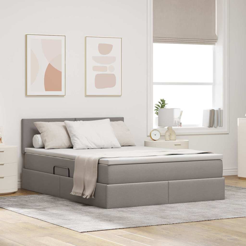 vidaXL Bed met LED -striplichten Lichtgrijs 120 x 200 cm Stof