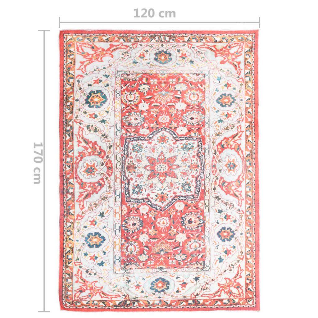 vidaXL Vloerkleed bedrukt wasbaar 120x170 cm polyester meerkleurig