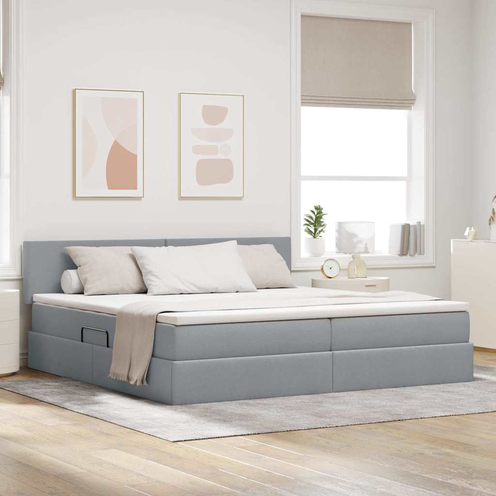 vidaXL Bed met LED -striplichten Lichtgrijs 120 x 200 cm Stof