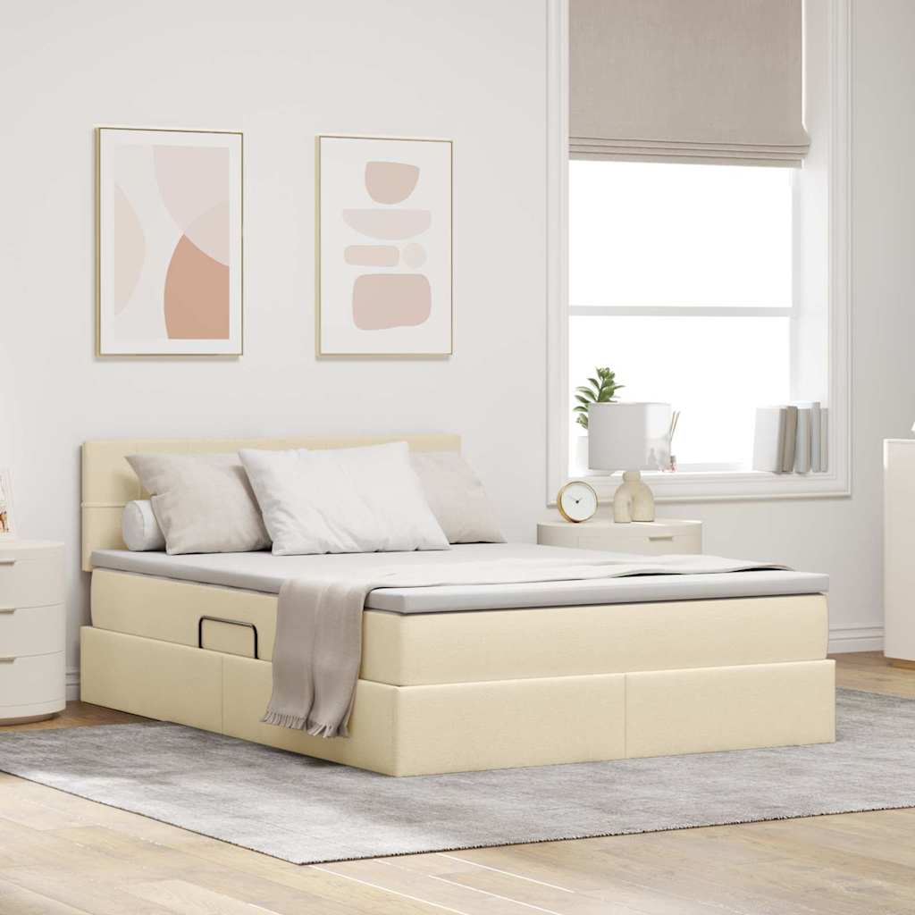 vidaXL Bed met LED -striplichten Lichtgrijs 120 x 200 cm Stof