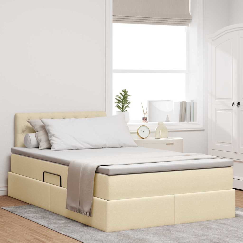 vidaXL Bed met LED -striplichten Lichtgrijs 120 x 200 cm Stof