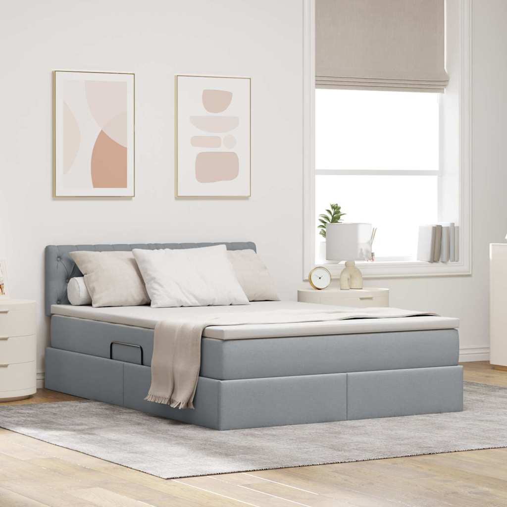 vidaXL Bed met LED -striplichten Lichtgrijs 120 x 200 cm Stof