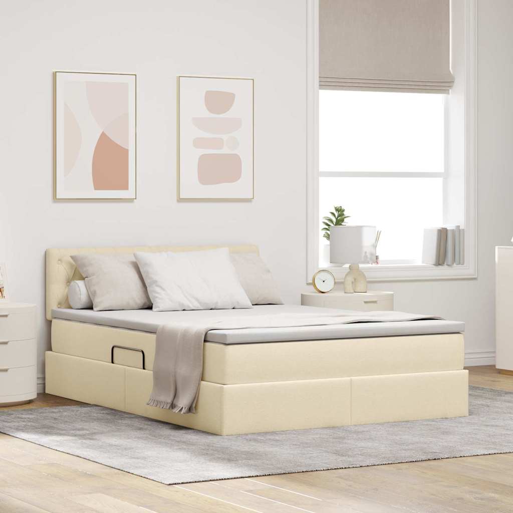 vidaXL Bed met LED -striplichten Lichtgrijs 120 x 200 cm Stof