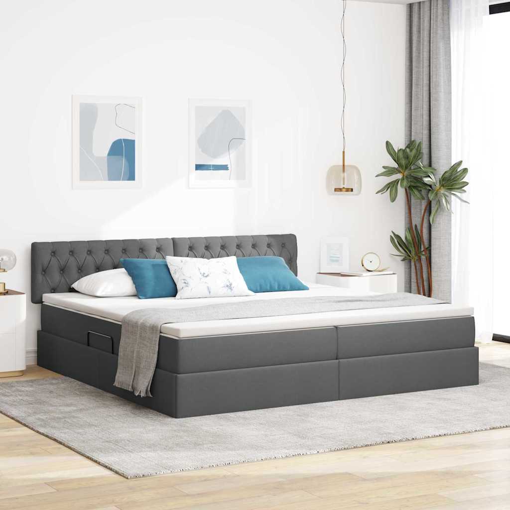 vidaXL Bed met LED -striplichten Lichtgrijs 120 x 200 cm Stof