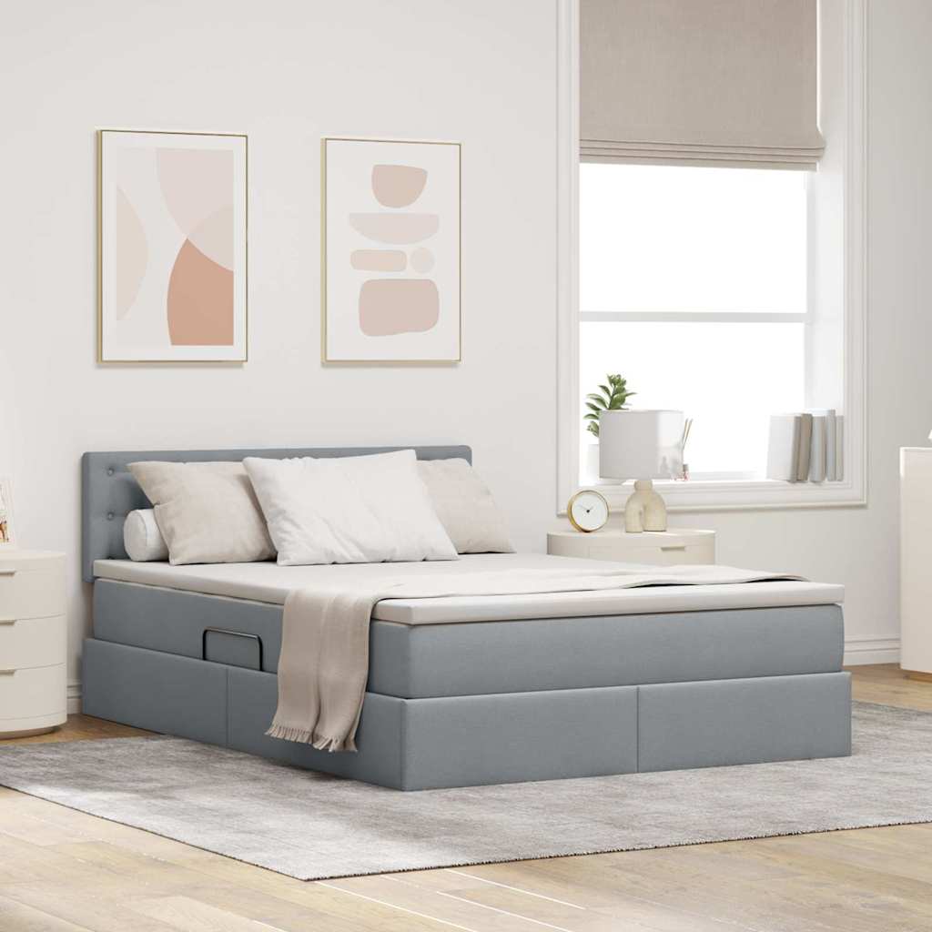 vidaXL Bed met LED -striplichten Lichtgrijs 120 x 200 cm Stof