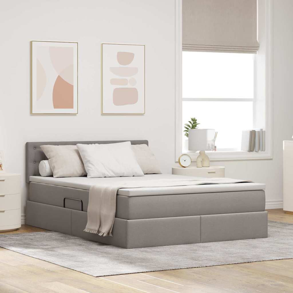 vidaXL Bed met LED -striplichten Lichtgrijs 120 x 200 cm Stof