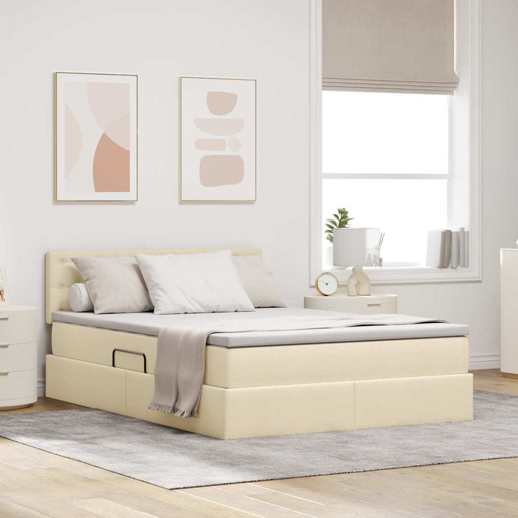 vidaXL Bed met LED -striplichten Lichtgrijs 120 x 200 cm Stof