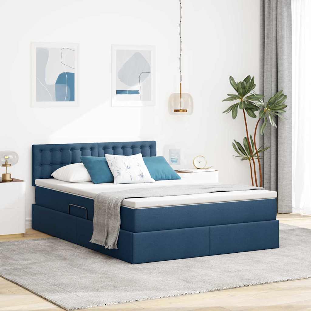 vidaXL Bed met LED -striplichten Lichtgrijs 120 x 200 cm Stof