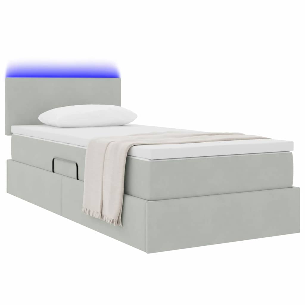 vidaXL Bed met LED -striplichten Lichtgrijs 120 x 200 cm Fluweel