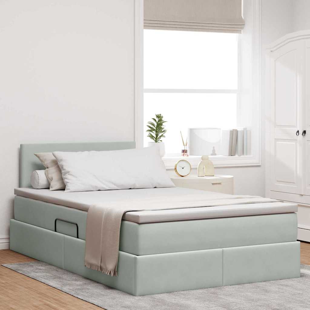 vidaXL Bed met LED -striplichten Lichtgrijs 120 x 200 cm Fluweel