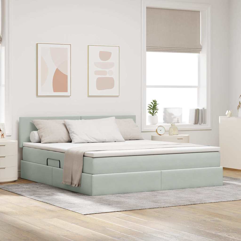 vidaXL Bed met LED -striplichten Lichtgrijs 120 x 200 cm Fluweel
