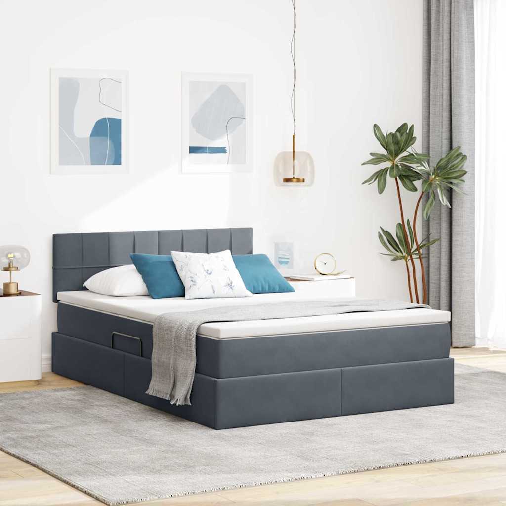 vidaXL Bed met LED -striplichten Lichtgrijs 120 x 200 cm Fluweel