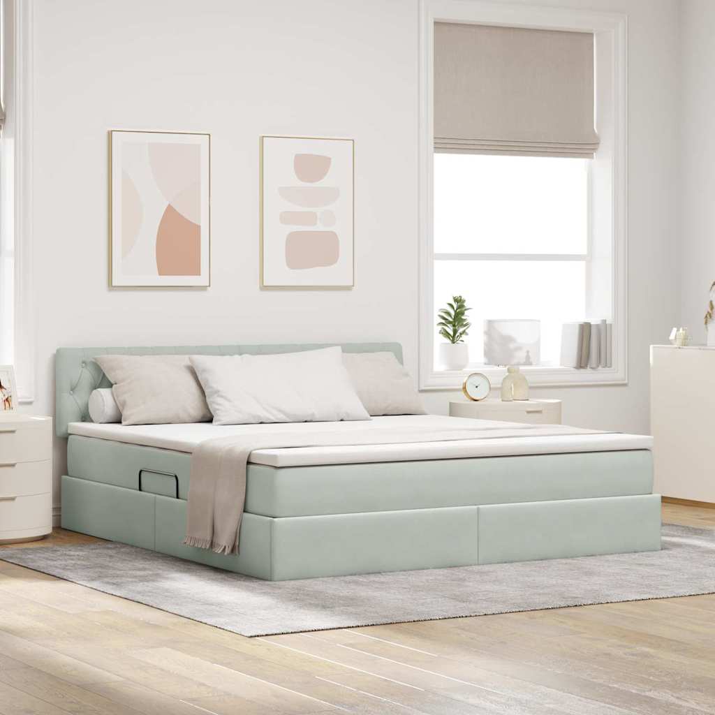 vidaXL Bed met LED -striplichten Lichtgrijs 120 x 200 cm Fluweel
