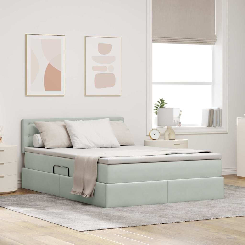 vidaXL Bed met LED -striplichten Lichtgrijs 120 x 200 cm Fluweel