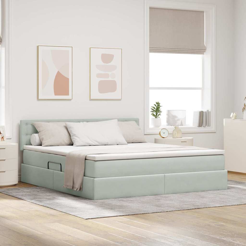 vidaXL Bed met LED -striplichten Lichtgrijs 120 x 200 cm Fluweel