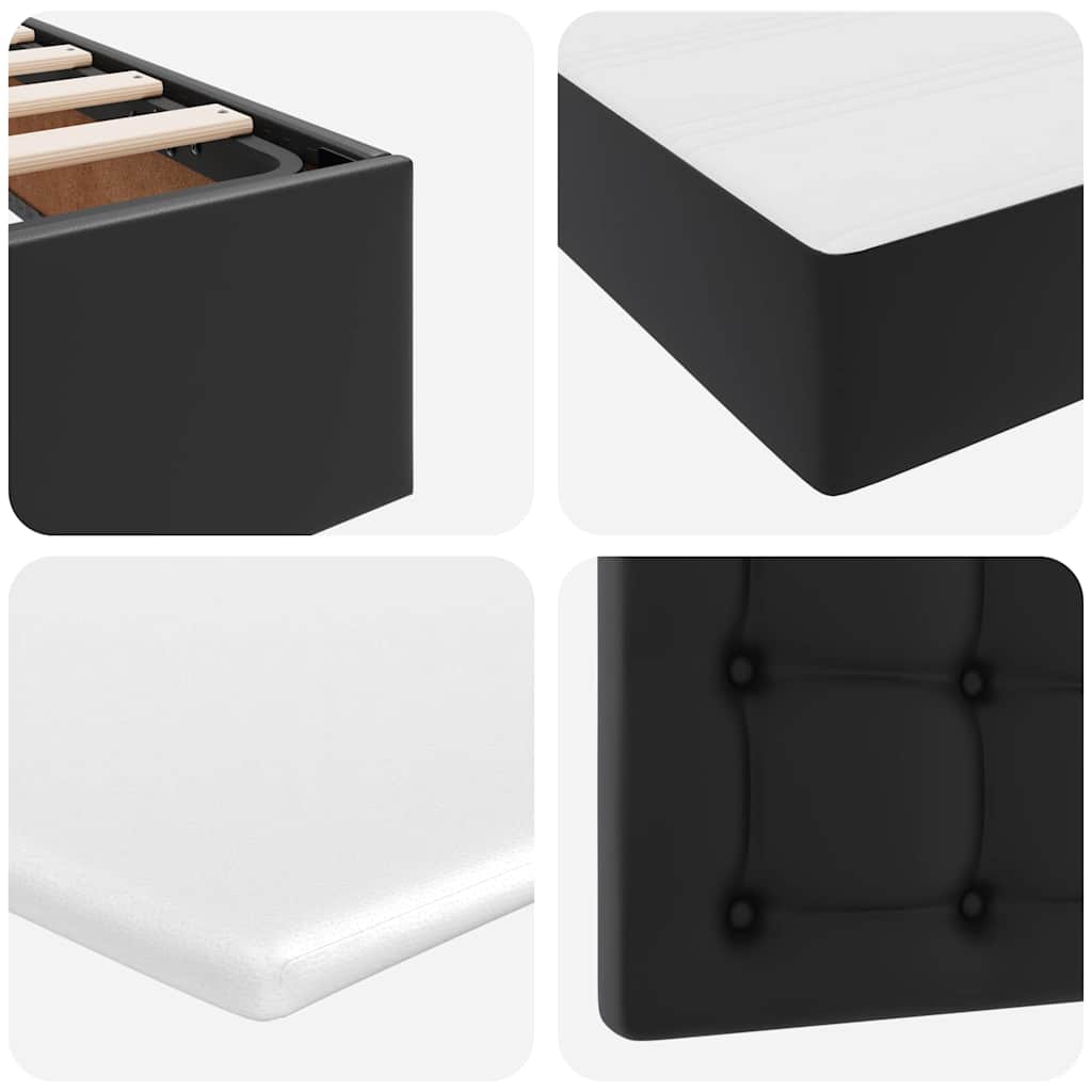 vidaXL Opbergbed met LED met matras Zwart 180 x 200 cm Nep Leer