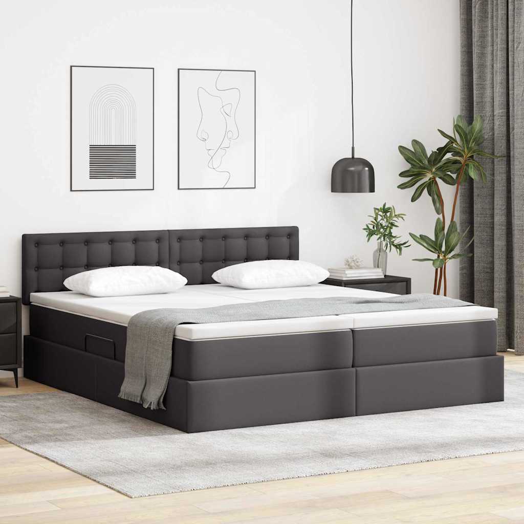 vidaXL Opbergbed met LED met matras Zwart 180 x 200 cm Nep Leer