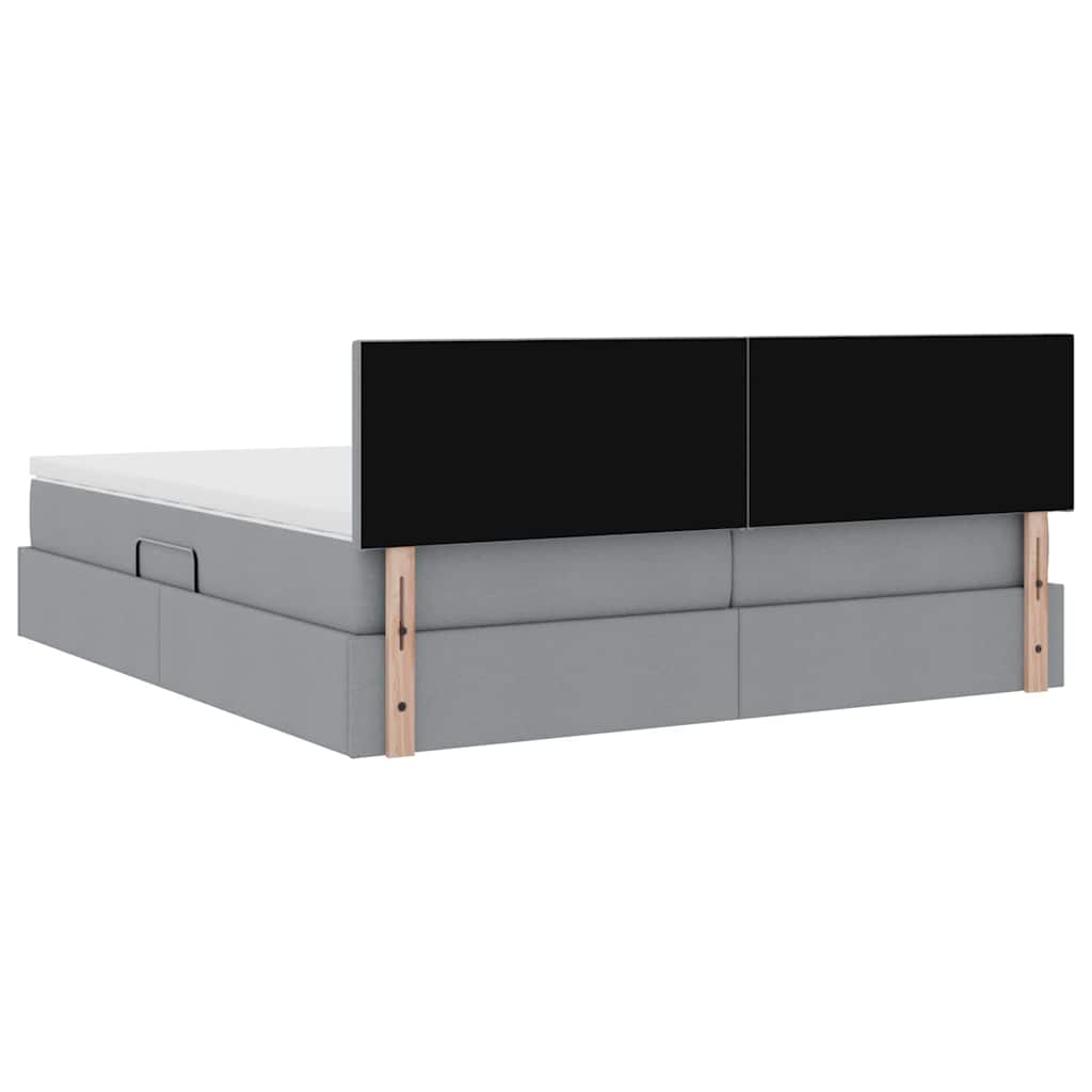 vidaXL Bed met LED-striplichten Lichtgrijs 200 x 200 cm Stof
