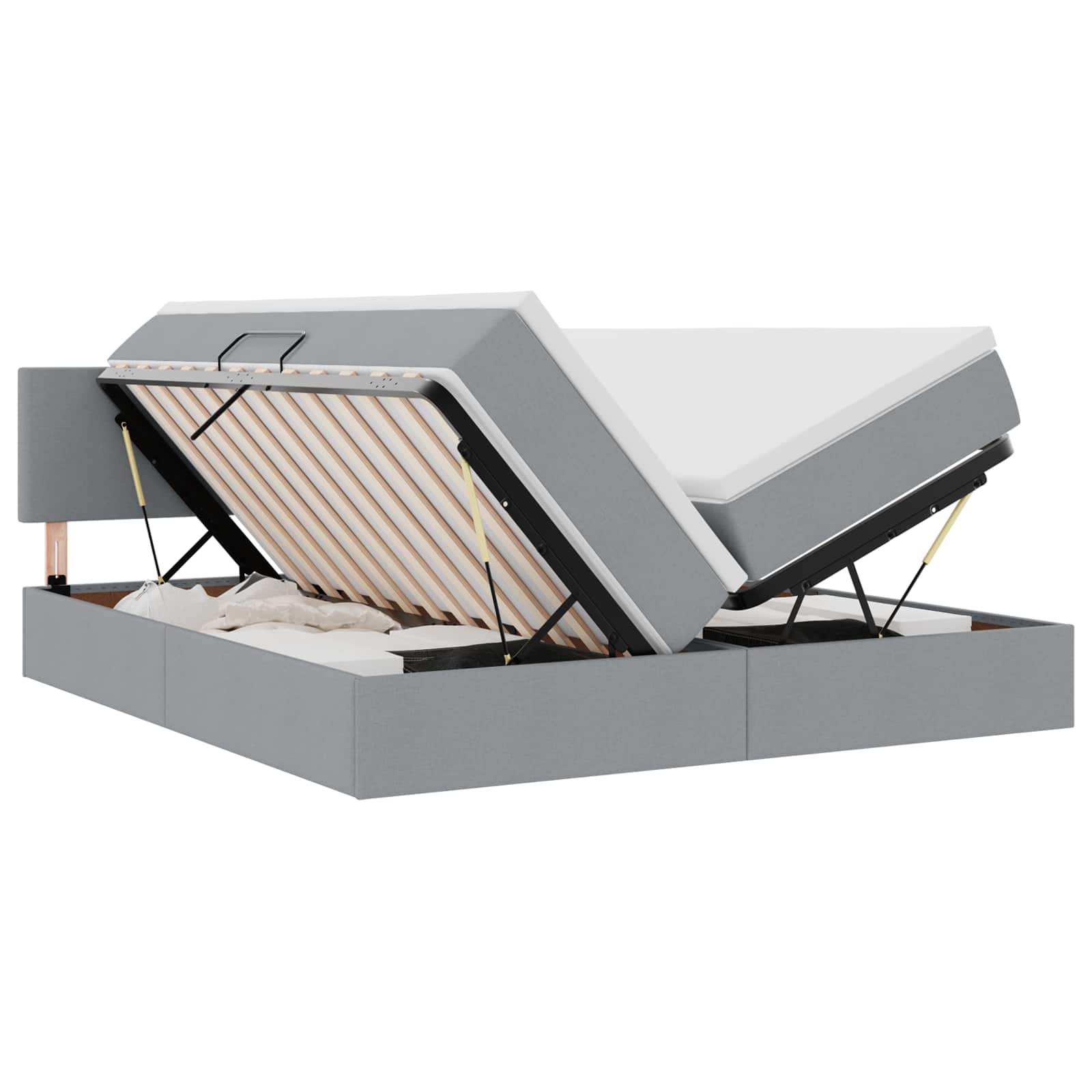 vidaXL Bed met LED-striplichten Lichtgrijs 200 x 200 cm Stof