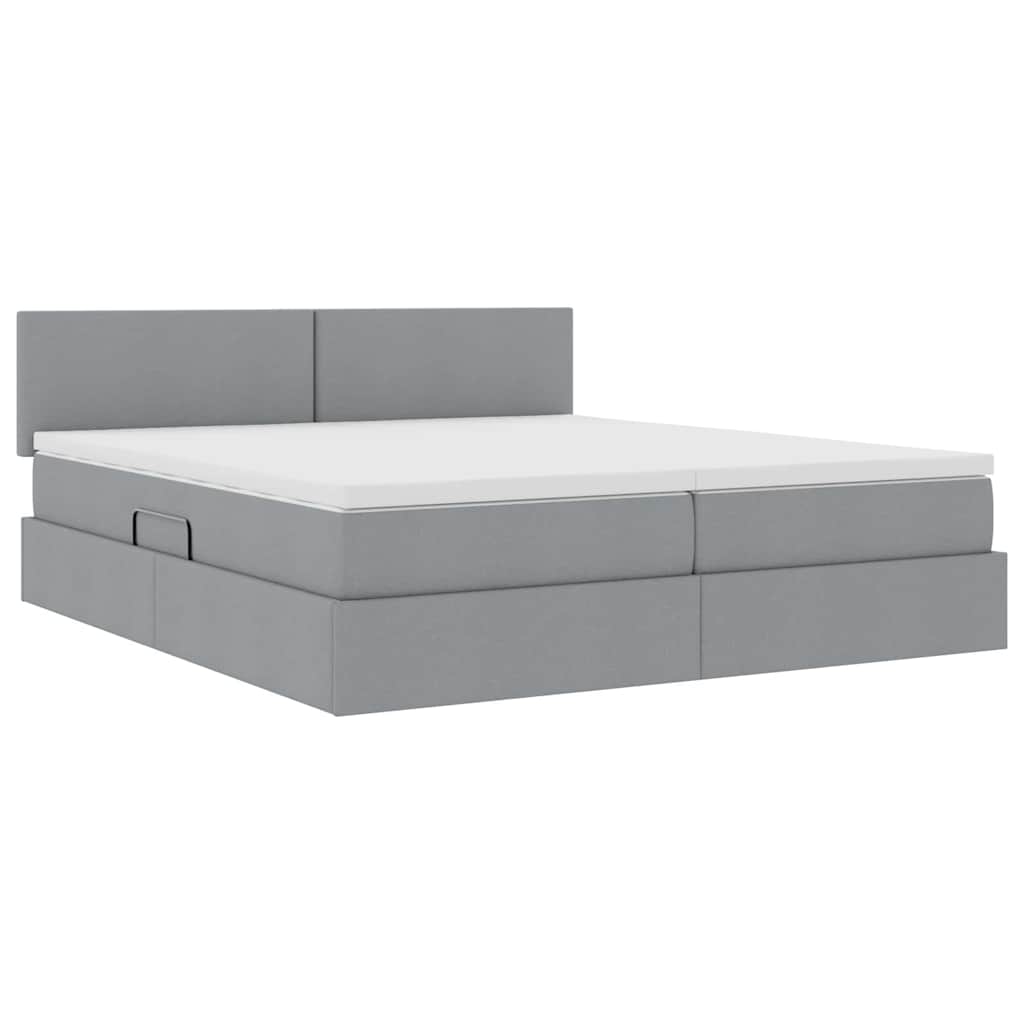 vidaXL Bed met LED-striplichten Lichtgrijs 200 x 200 cm Stof
