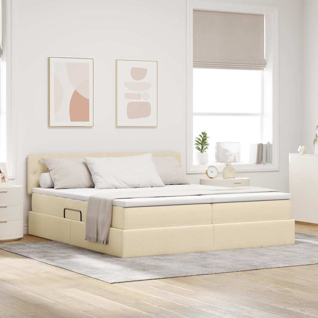 vidaXL Bed met LED-striplichten Lichtgrijs 200 x 200 cm Stof