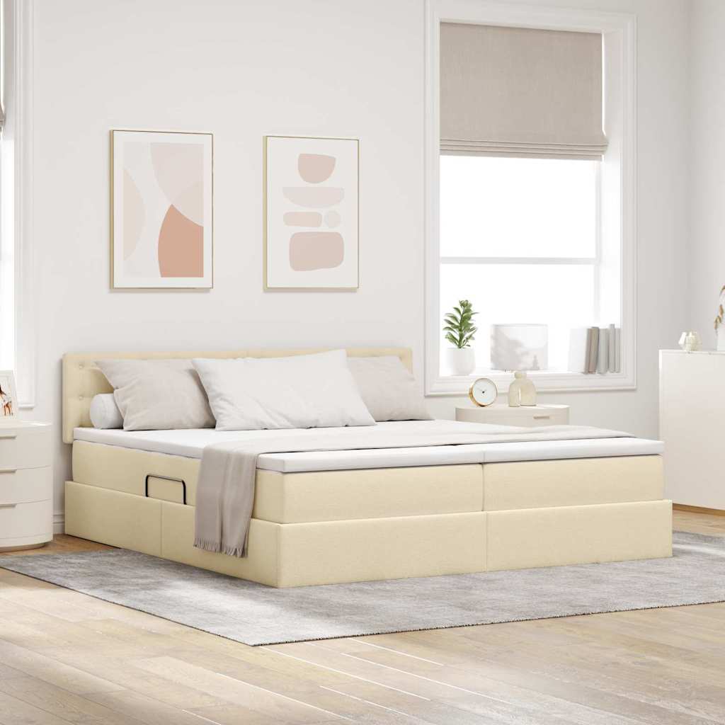 vidaXL Bed met LED-striplichten Lichtgrijs 200 x 200 cm Stof