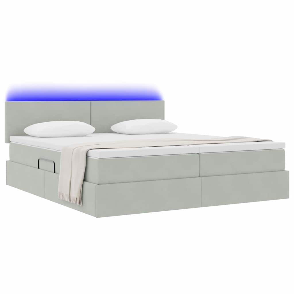 vidaXL Bed met LED-striplichten Donkergroen 180 x 200 cm Fluweel