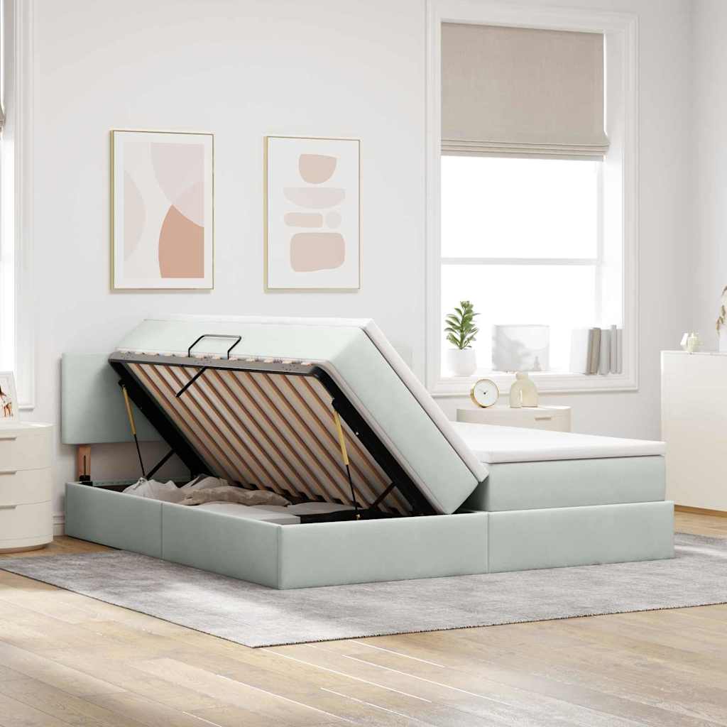vidaXL Bed met LED-striplichten Donkergroen 180 x 200 cm Fluweel