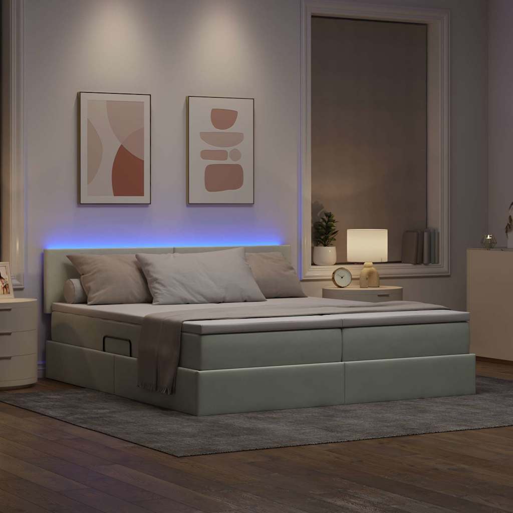 vidaXL Bed met LED-striplichten Donkergroen 180 x 200 cm Fluweel