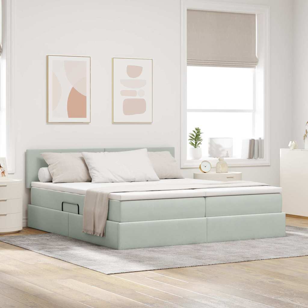 vidaXL Bed met LED-striplichten Donkergroen 180 x 200 cm Fluweel