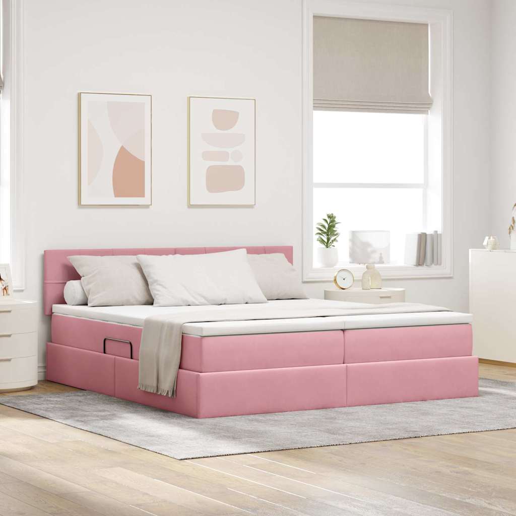 vidaXL Bed met LED-striplichten Donkergroen 180 x 200 cm Fluweel