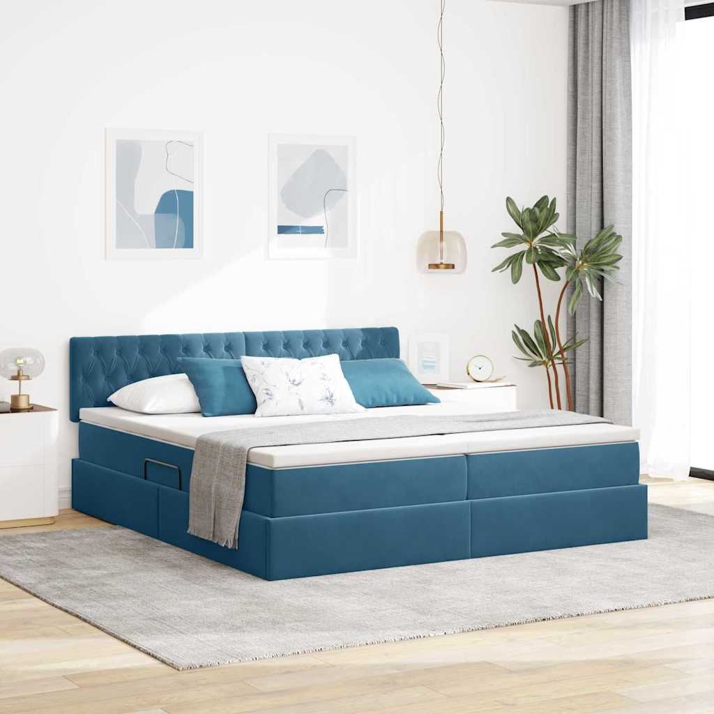 vidaXL Bed met LED-striplichten Donkergroen 180 x 200 cm Fluweel